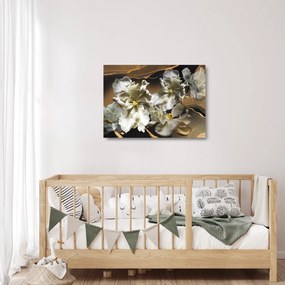 Obraz na szkle - Orchidea kwiaty na marmurowym tle (70x50 cm)