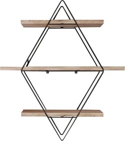 Półka ścienna – 70 x 16 x 60 cm – Złota i czarna – Drewno lite