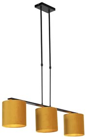 Lampa wisząca z abażurami z weluru żółtymi ze złotem 20cm - Combi 3 DeluxeWiejski/ Rustykalny / Vintage Oswietlenie wewnetrzne