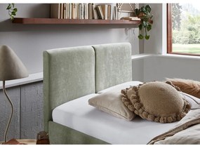 Jasnozielone tapicerowane łóżko dwuosobowe ze stelażem 140x200 cm Piano – Meise Möbel