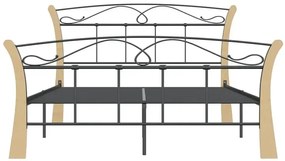 Rustykalne łóżko metalowe czarny + jasny dąb 120x200 cm G3-P04
