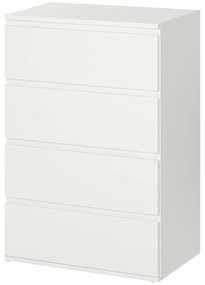 HOMCOM Komoda z 4 szufladami, biała, 55 x 33 x 80 cm, szafka biurowa z zabezpieczonymi uchwytami, do salonu i sypialni