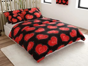PrzytulneMieszkanie.pl PrzytulneMieszkanie.pl Pościel z polibawełny na 2 łóżka VALENTINE, czarna Rozmiar pościeli: 2 szt 70 x 90 cm | 2 szt 140 x 200 cm