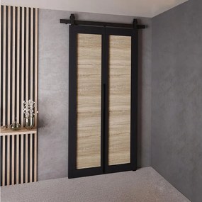 Drzwi Przesuwne QUDIO M1 Czarny + Dąb Sonoma 80