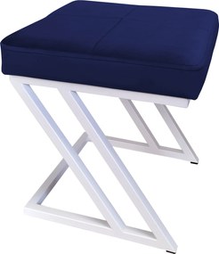 Pufa ZETA tkanina Welur loft ławka podnóżek metal : Kolor Stelaża - Biały, Kolor tkaniny - VELVET - MG16, Typ tkaniny - Velvet