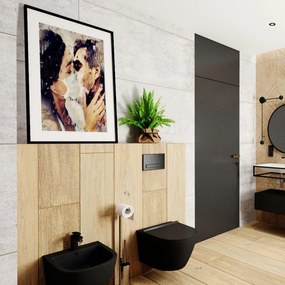 Deska sedesowa czarna typu Slim 46 x 36 cm do wiszącej miski WC DECOS matt black