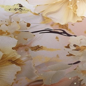 Obraz - Złote kwiaty (z zegarem) (90x30 cm)