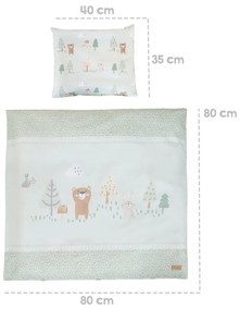 Jasnozielona bawełniana pościel dziecięca do łóżeczka 80x80 cm Woodland Buddies – Roba