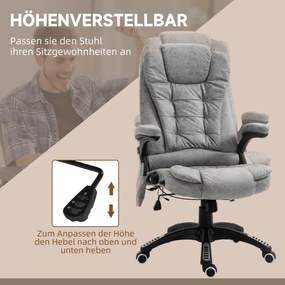 HOMCOM Ergonomiczny fotel biurowy z masażem i ogrzewaniem regulowany maksymalne obciążenie 120 kg szary | Aosom PL
