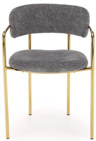 Krzesło Jadalniane Popielaty, K537 Tkanina RAVEN, Złoty Chrom, Glamour
