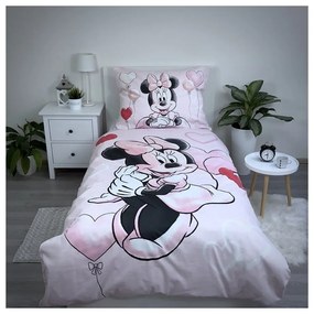 Różowa bawełniana pościel dziecięca jednoosobowa 140x200 cm Minnie "Balloon" – Jerry Fabrics