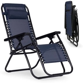 Składany leżak ogrodowy, tarasowy Rimini 009, niebieski