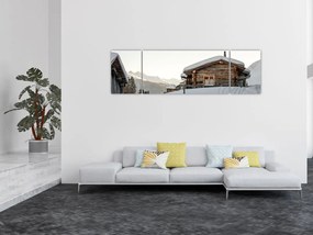 Obraz - chata górska w śniegu (170x50 cm)