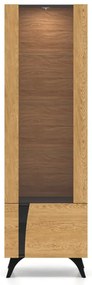 Witryna do salonu HESTIA 1W1D 58cm dąb/czarna prawa ML MEBLE
