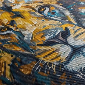 Obraz - Abstrakcyjny obraz olejny z lwem (70x50 cm)