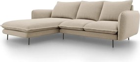 Beżowa sofa narożna Cosmopolitan Design Vienna, lewostronna