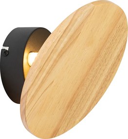 Rustykalna lampa ścienna okrągła z drewna - Pulley