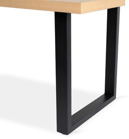 Stół Prostokątny Rozkładany EDWIN 160-260 cm Dąb Złoty/Czarny do Jadalni Nowoczesny Loft