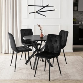 Stół Okrągły Rozkładany DORIAN 80-160 cm Czarny Nowoczesny Loft