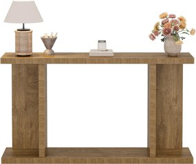 Stolik konsolowy 140 cm, 2-poziomowy stolik kawowy w stylu wiejskim, za kanapą