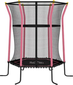 HOMCOM Trampolina dziecięca, Ø163,5 cm, z siatką bezpieczeństwa, wyściełana, Stal, do 50 kg