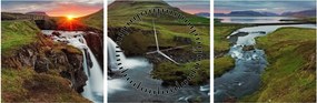 Obraz - Kirkjufell o zachodzie słońca (z zegarem) (90x30 cm)