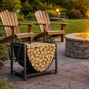 Outsunny Stojak na drewno 47,5 x 33 x 44cm podwyższony regał na drewno z płócienną torbą do 50 kg do wnętrz i na zewnątrz | Aosom PL