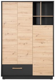Antracytowo-naturalna szafa dziecięca w dekorze dębu 132x195 cm Lenn – Roba