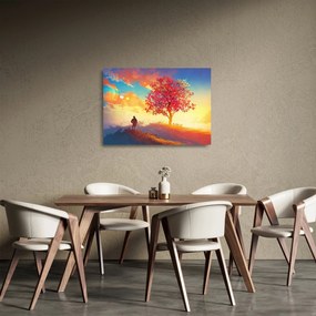 Obraz na szkle drzewa na wzgórzu (70x50 cm)