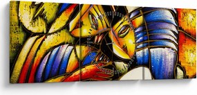 Obraz - Obraz olejny, kochankowie (z zegarem) (90x30 cm)