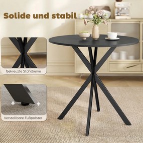 HOMCOM Okrągły stół kuchenny, 80 cm, kompaktowy blat, płyta wiórowa, metal, czarny | Aosom PL