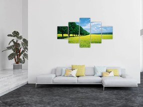 Obraz pola z aleją (125x70 cm)