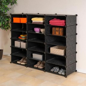 Czarny regał na buty - system wtyczek