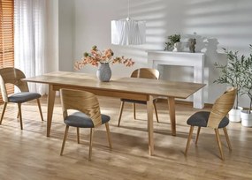 Stół rozkładany Tommy 160–240 cm dąb naturalny / czarny – MDF + drewno bukowe, styl skandynawski klasyczny