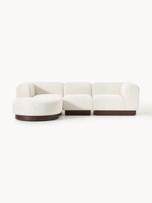 Sofa modułowa Teddy-Bouclé z pufem Natalie (3-osobowa, lewa/prawa)