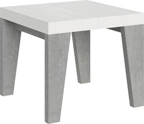 Stół rozkładany 90x90/246 cm Naxy Mix Biały jesionowy blat - Nogi cementowe