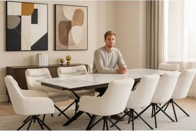 Duży rozkładany stół 160 do 240 cm ceramiczny blat marmur na 10 osób