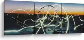 Obraz - widok nieba z dachu (z zegarem) (90x30 cm)