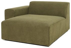 Zielony moduł szezlonga do sztruksowej sofy Scandic Sting, lewostronny