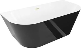 Mexen Oval Slim wanna wolnostojąca przyścienna 170 x 80 cm, biała/czarna, przelew złoty szczotkowany - 52661708075-55