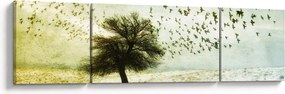 Obraz - Malowane stado ptaków (170x50 cm)