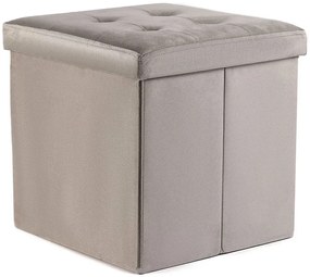 Pikowana beżówa pufa z pojemnikiem D6-R37