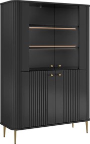 Witryna Vesper 103 cm czterodrzwiowa - czarny / złote nogi