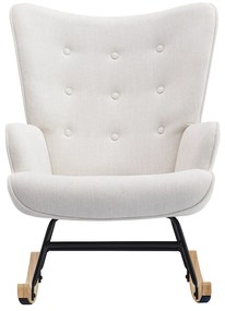 Fotel bujany z beżowej tkaniny melanż - ELMINA II