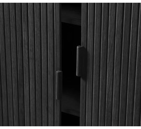 Czarna szafka w dekorze dębu z drzwiami przesuwnymi 113x90 cm Cavo – Unique Furniture
