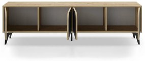 Czarna szafka pod TV w dekorze dębu 180x51 cm Nola – Marckeric