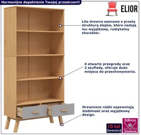 Sosnowy regał na zabawki brązowy + szary S0-B89