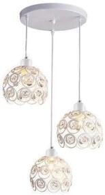 Lampa sufitowa z ażurowymi kloszami kryształkami wisząca AT10-3SZ-White