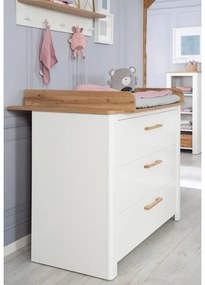 Biała niska komoda dziecięca w dekorze dębu z przewijakiem 119x100 cm Ava – Roba