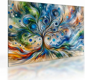 Obraz na szkle – Kolorowe energetyczne drzewo (70x50 cm)